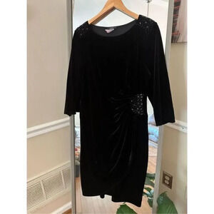 MSK Black Velvet Beaded Sheath Dress Size 10